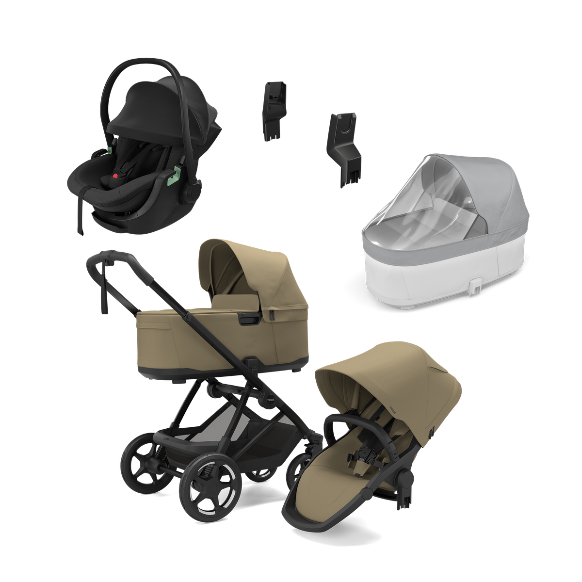THULE Charm 2v1 Faded Khaki + autosedačka THULE MAPLE BLACK