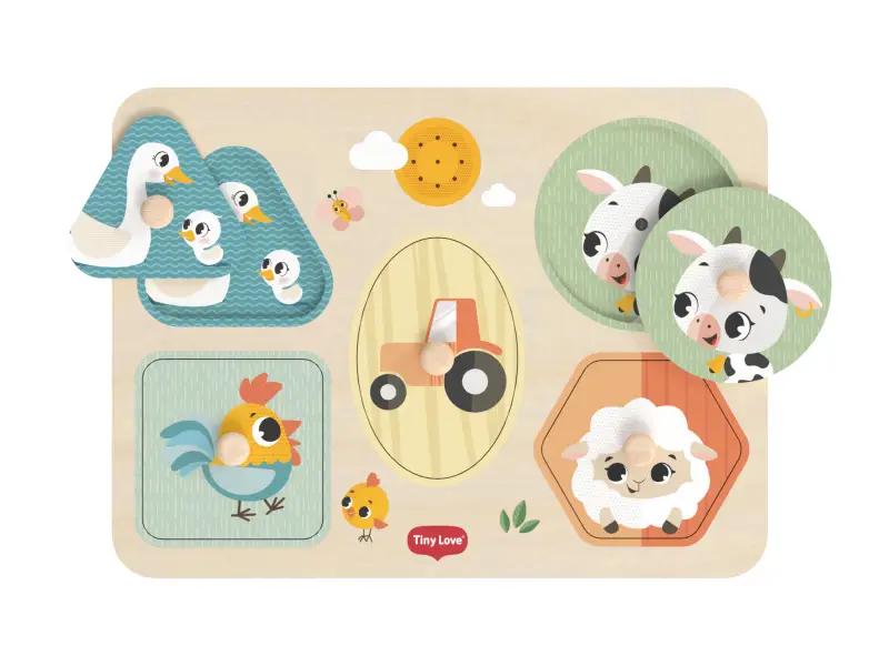 Tiny Love Puzzle so zvukmi drevené Farmers Funday