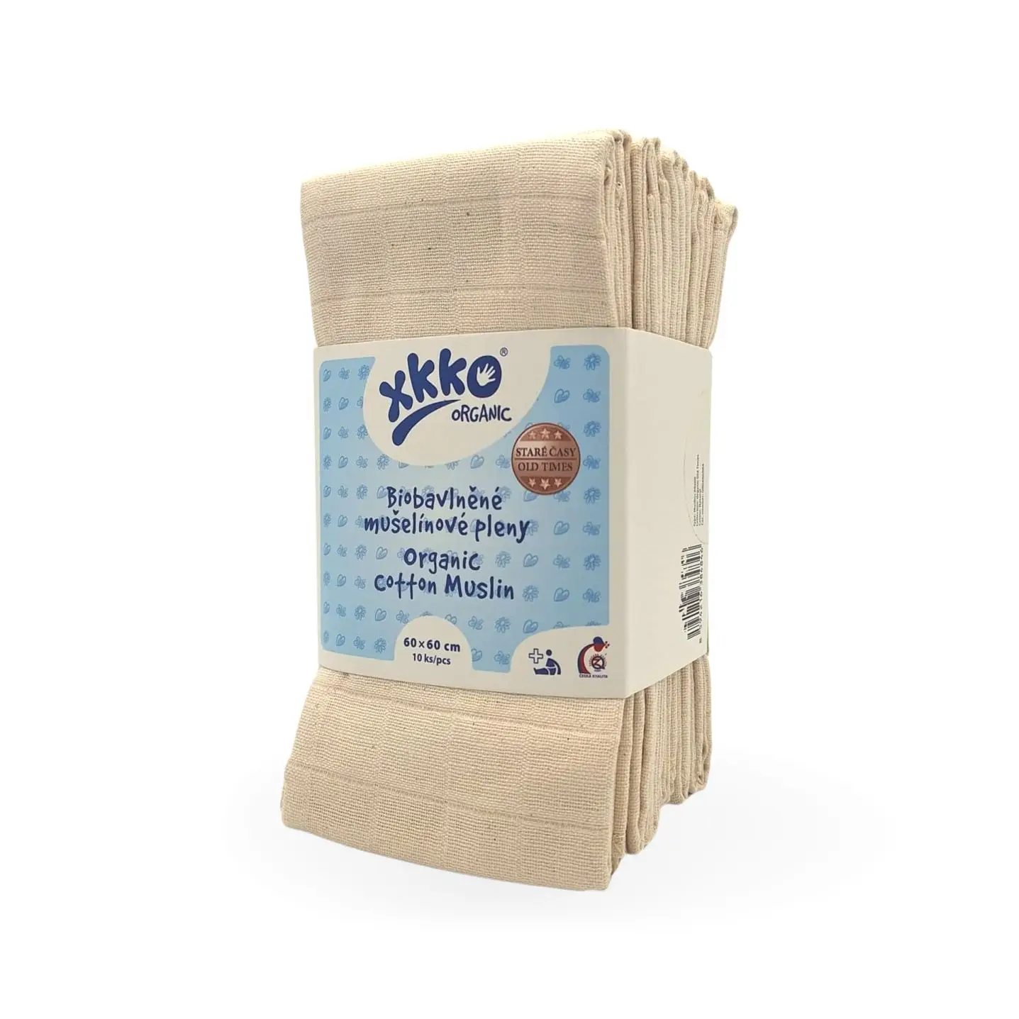 XKKO Plienky z biobavlny Organic 60x60 - Staré časy Natural