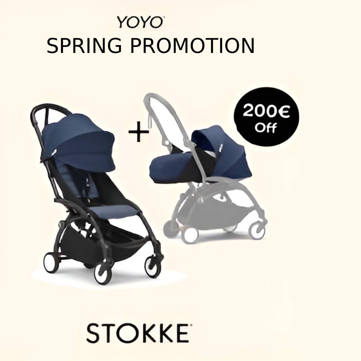 STOKKE® YOYO³ športový kočík 6+ Black/Air France Blue + Newborn Pack ZDARMA