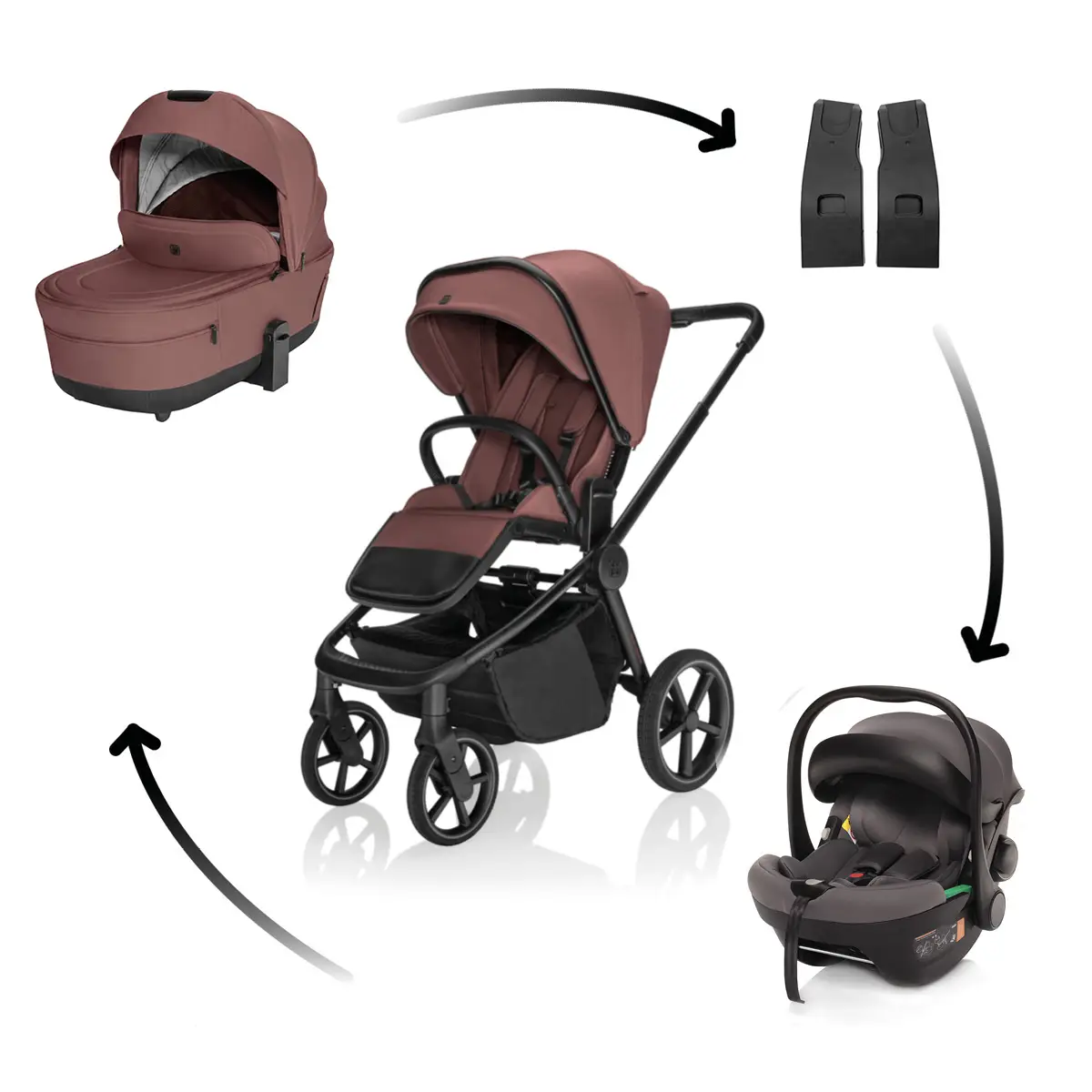 Zopa Kočík Move Cross 5X + autosedačka XM Plus i-Size, Amber Brown