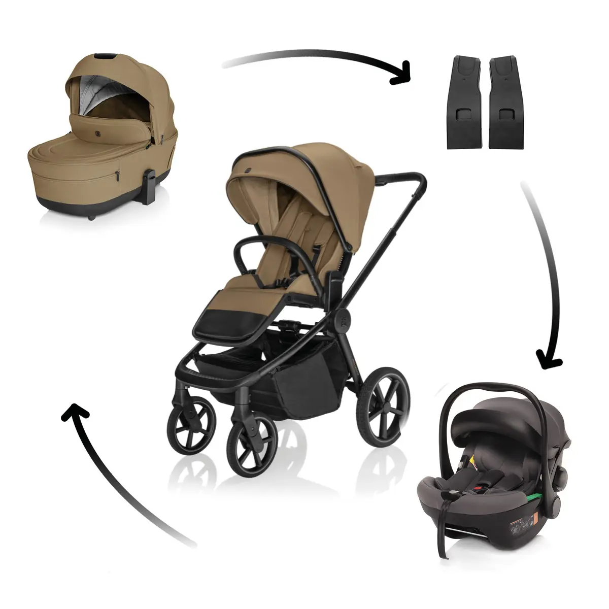 Zopa Kočík Move Cross 5X + autosedačka XM Plus i-Size, Latte Beige