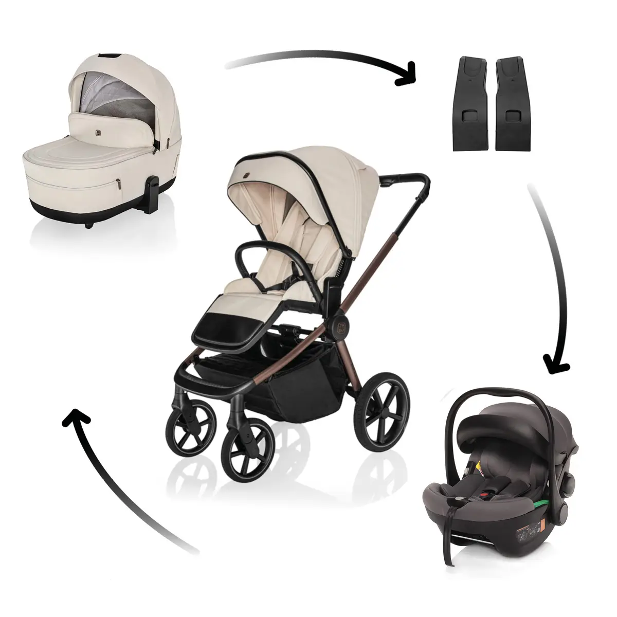 Zopa Kočík Move Cross 5X + autosedačka XM Plus i-Size, Quartz Beige