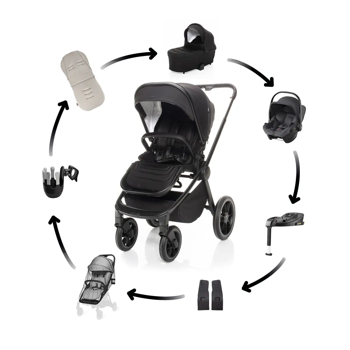 Zopa MAXI set Kočík MOVE CROSS 2, Night Black/Black