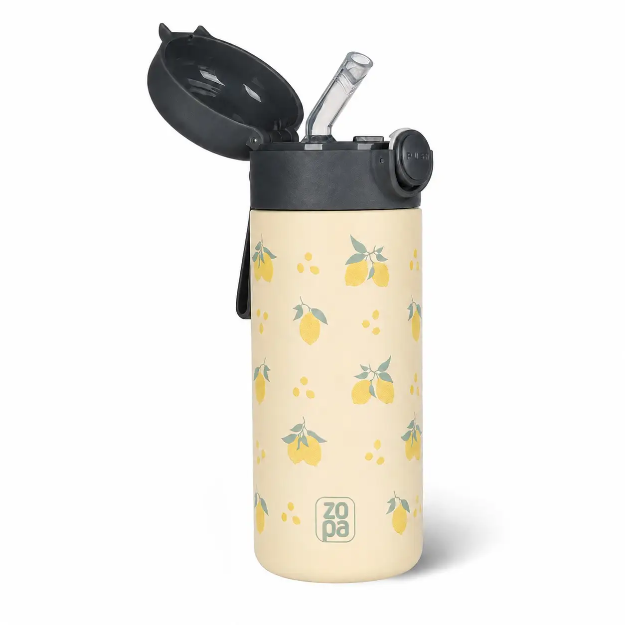 Zopa Termoska na tekutiny so slamkou a silikónovým držiakom 350 ml, Limoncello