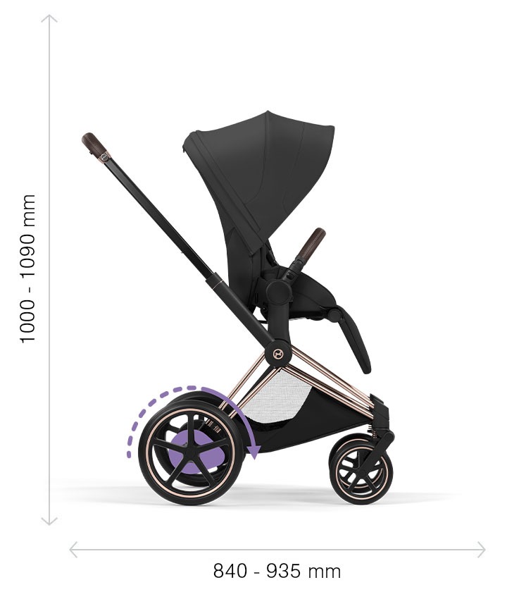 CYBEX Platinum e-Priam Style Podvozok - Rozmery - rozložený