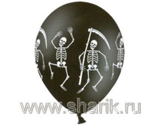 Шар 14'' (36см) пастель пастель скелет черн Шар 14'' (36см) пастель пастель скелет черн