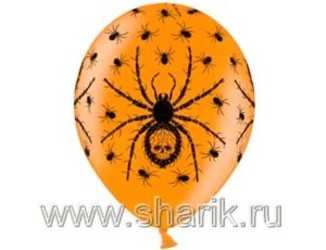 Шар 14'' (36см) металлик металлик пауки оранж Шар 14'' (36см) металлик металлик пауки оранж