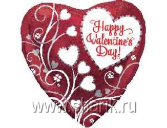 Шар 18'' (45см) сердце vd узорное Шар 18'' (45см) сердце vd узорное