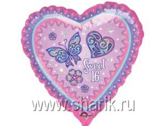 Шар 18'' (45см) сердце искристое Шар 18'' (45см) сердце искристое