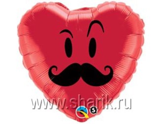 Шар 18'' (45см) сердце усы Шар 18'' (45см) сердце усы