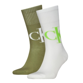 CKJ MEN SOCK 2P LOGO, ONE SIZE