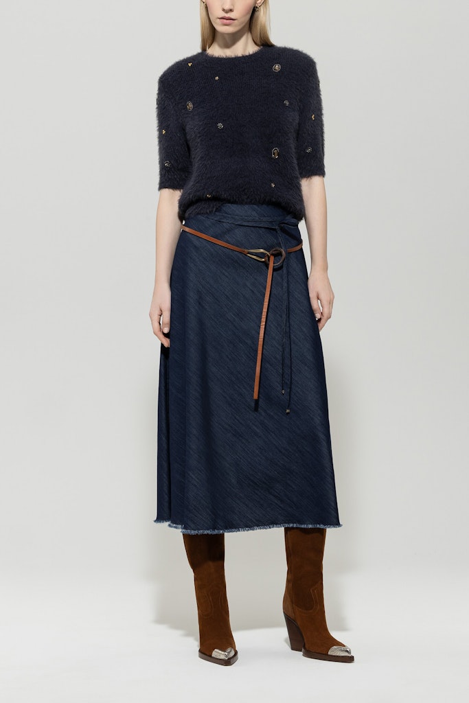 Kurzarm-Pullover mit Steinen female