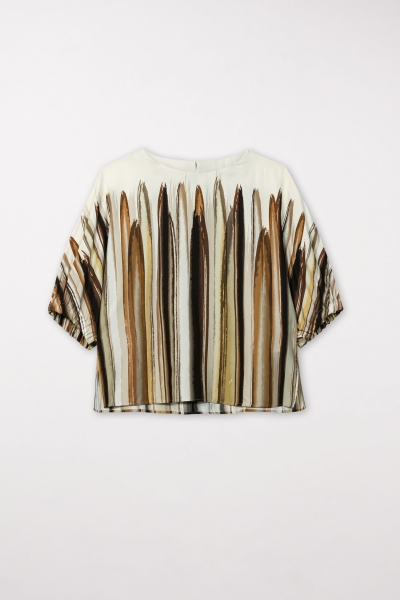 Kimono-Top mit Feather-Print