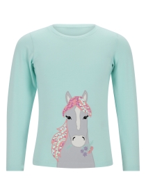 Mädchen Longsleeve mit Pferde Appli