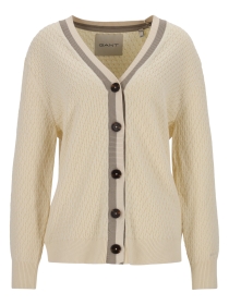 COTTON CONTRAST TEXTURED CARDIGAN