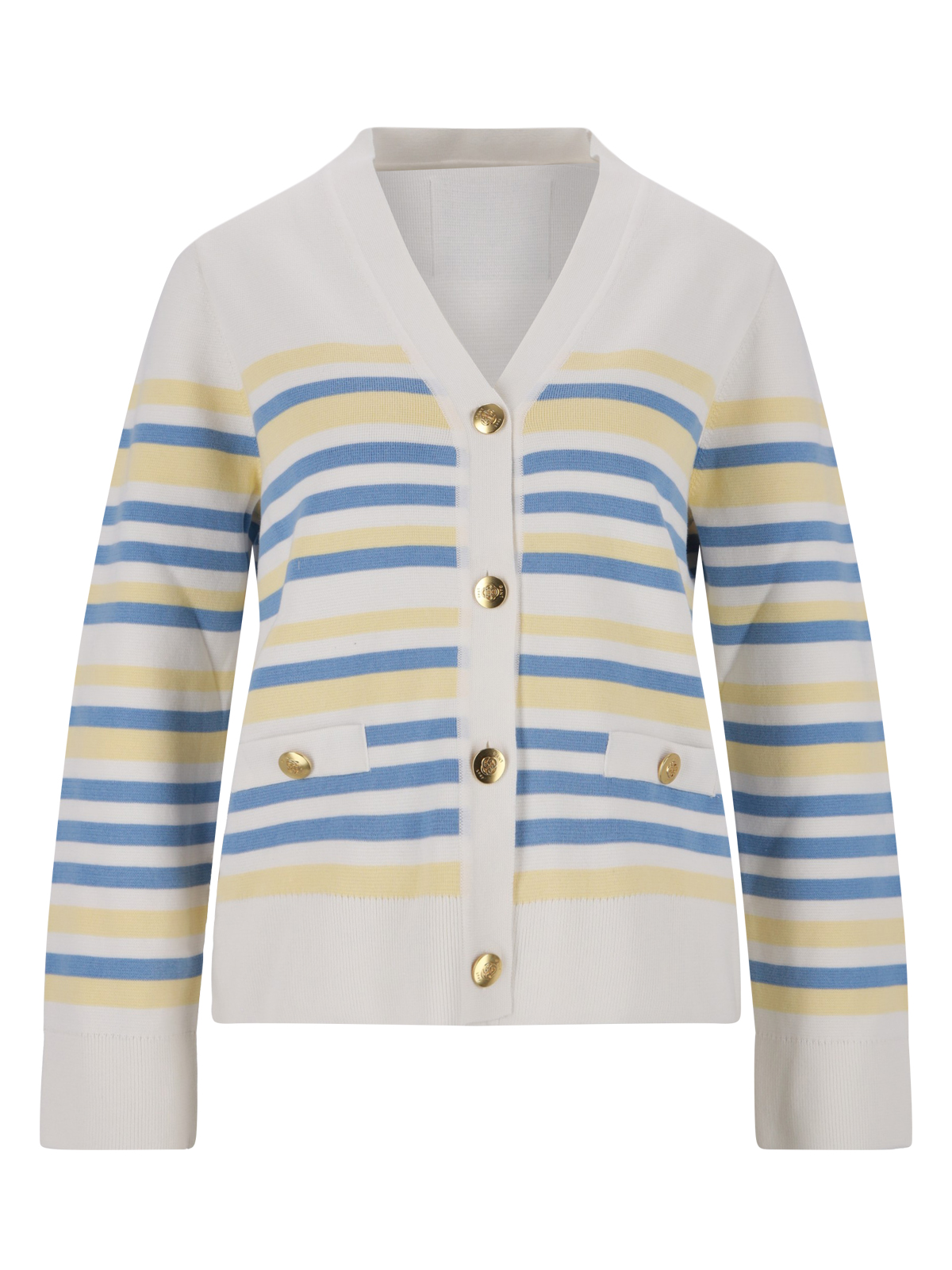 TEXTURED STRIPED V-NECK CARDIGAN female