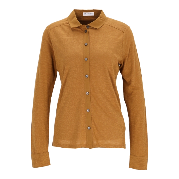 JERSEY BLOUSE, WOVEN PATCH, BUTTON