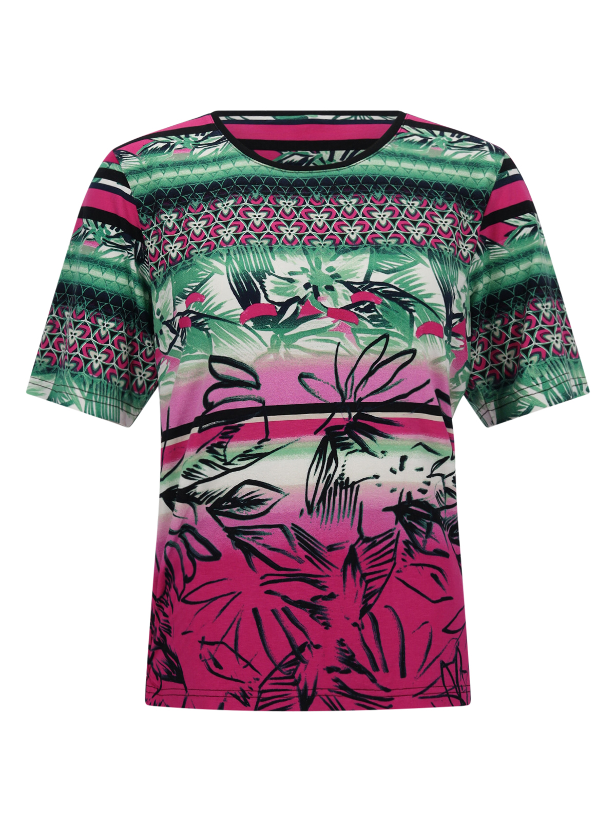 Streifen-Druck-Mix D Shirt 1/2 RH female