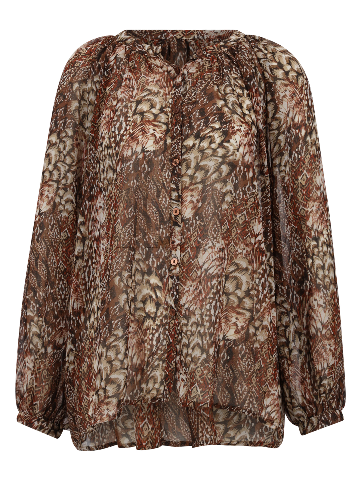 Apricot Feather Patchwork Chiffon T female