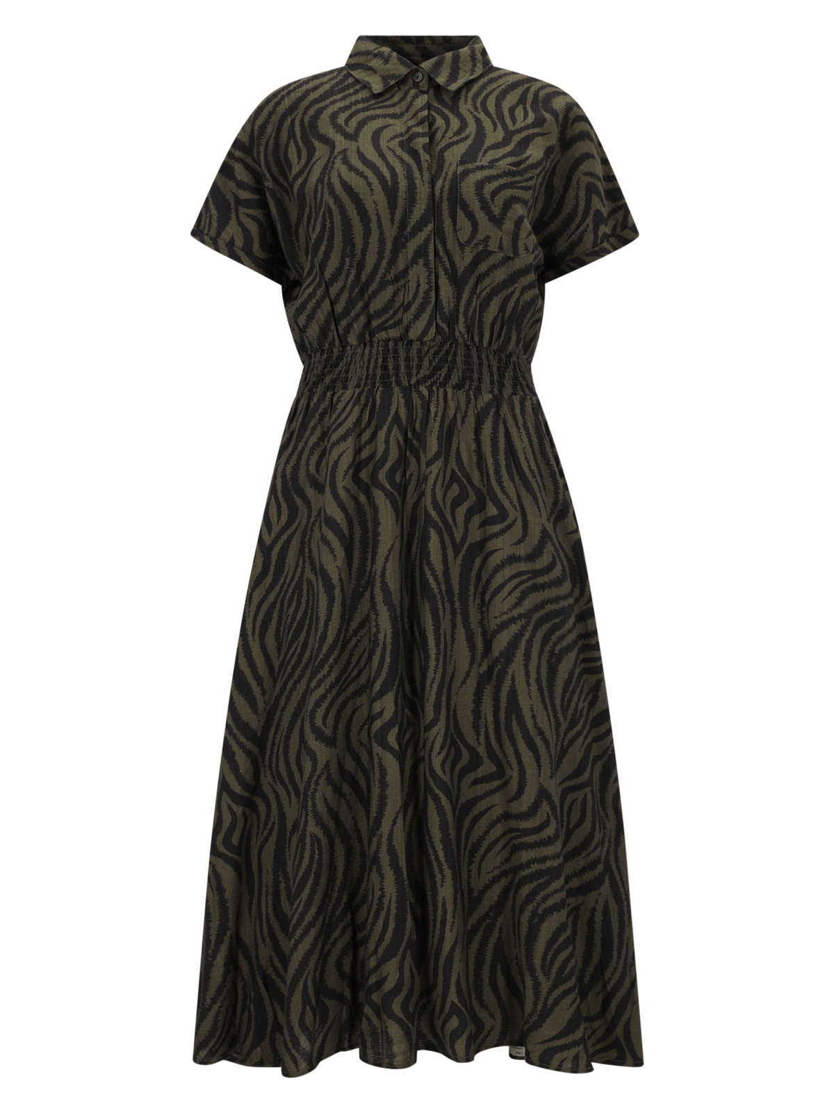 Apricot Ikat Zebra Midi Shirt Dress femae