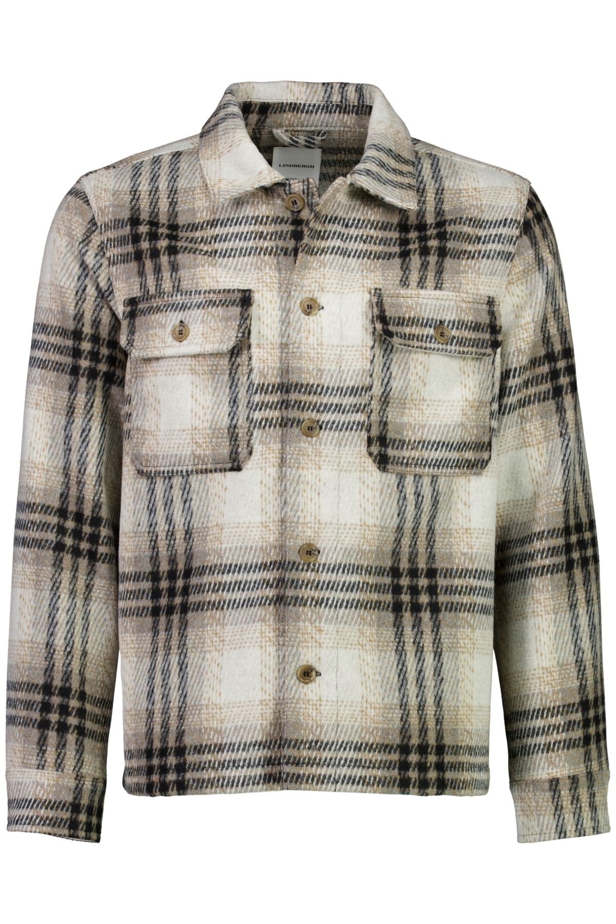 Wool touch check overshirt male