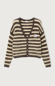 GILET COURT ML COL V BOUTONNE