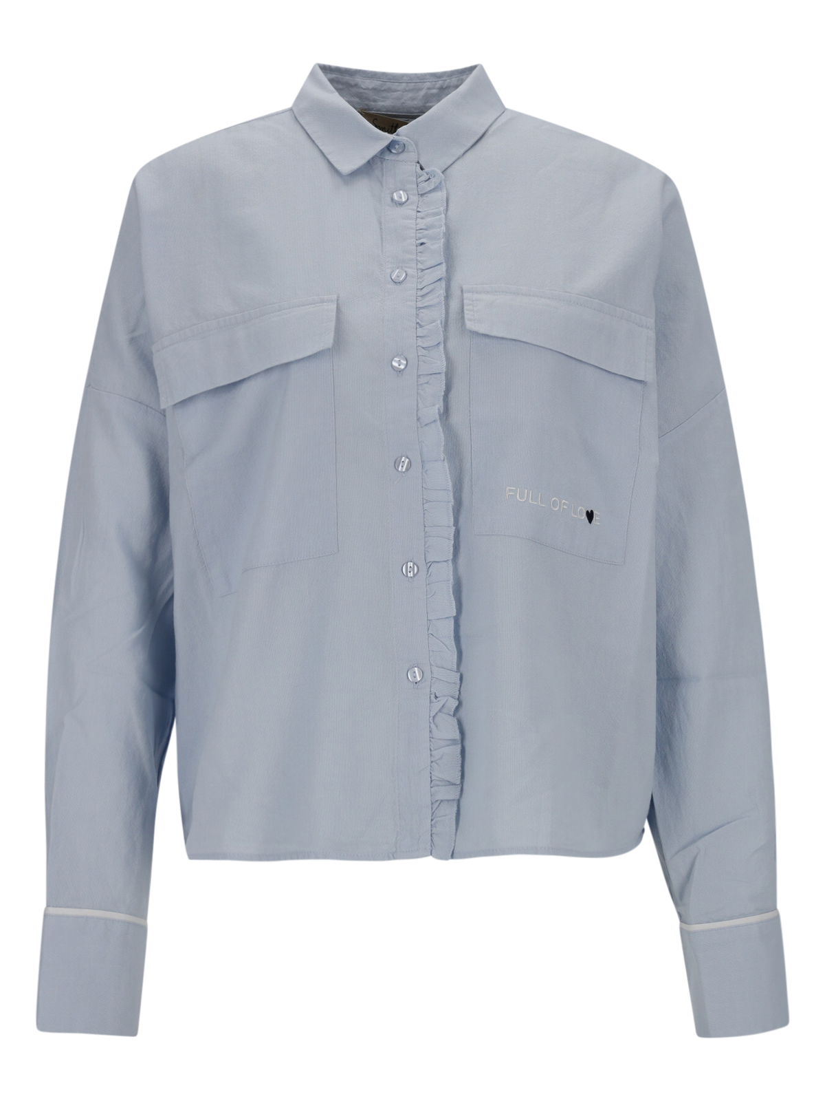 CROPPED RUFFLE OXFORD BLOUSE female