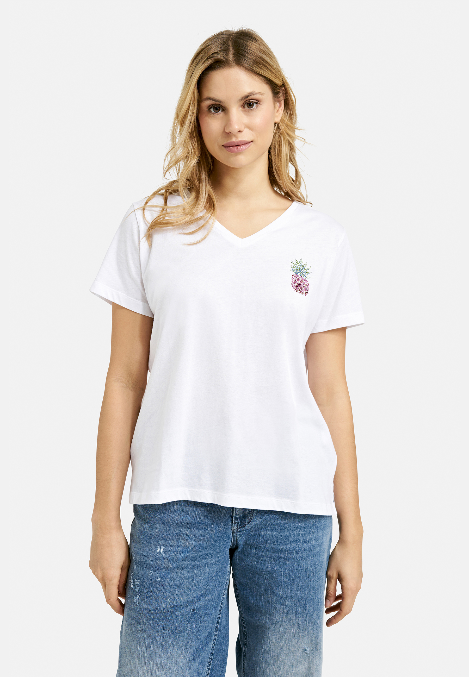 T-hirt w v-neck, 1/4 leeve female