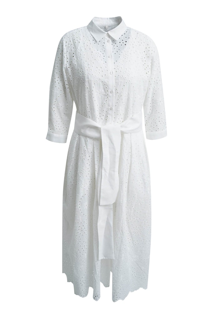 Shirtcollar Dress with 3/4 sleeves, belt half placket female