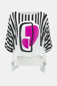 Oberteil im Capestil aus Jersey und Georgette mit abstraktem Muster