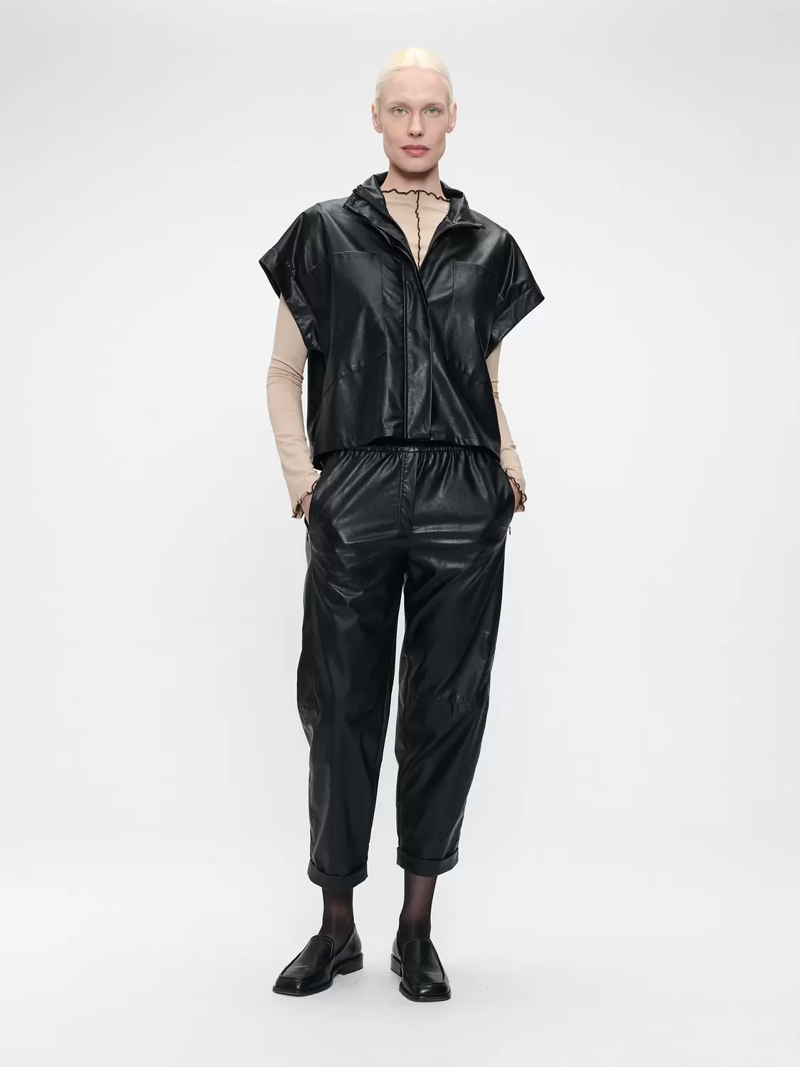 Paola eco leather blouse