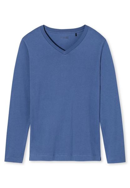 Langarmshirt V-Ausschnitt - 816/jeansblau