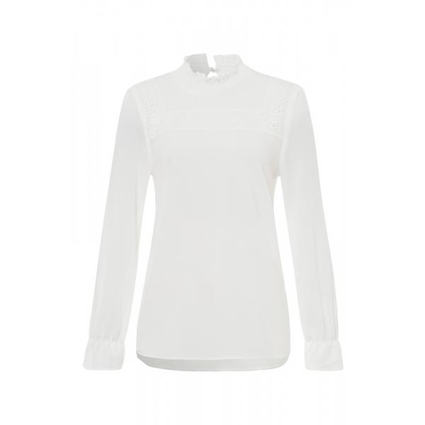 Feminin Detailed Viscose Blous Acti - 0041/offwhit