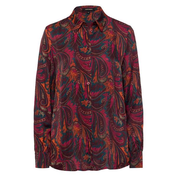 Organic Satin Shirt Blouse - 5428/flowers and orna