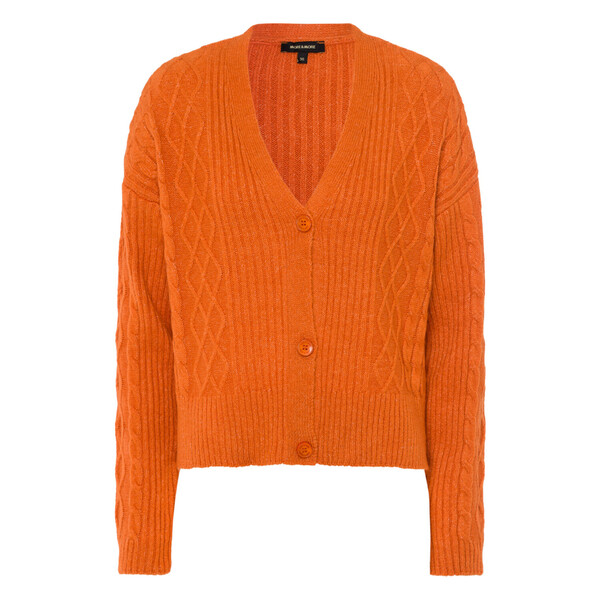 Cardigan with Cable-Knit - 0428/soft orange