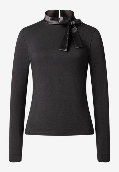 Langarmshirt mit Satinschluppe  schwarz  GLAM-Kollektion