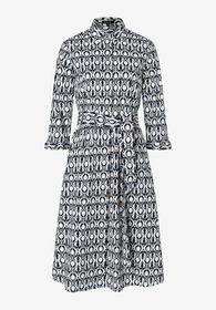 Hemdblusenkleid  grafischer Print  marine/rot  Frühjahrs-Kollektion