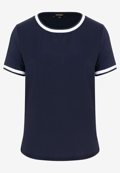 Blusenshirt mit Kontrastabschlüssen  marine/weiß  Frühjahrs-Kollektion