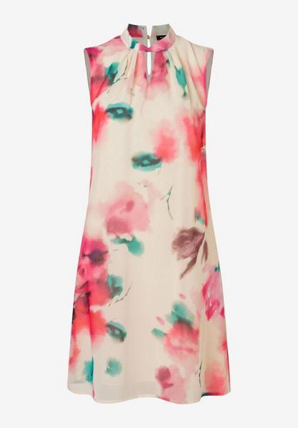 Printed Satin Dress - 5833/aquarell flower print