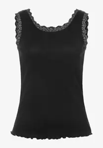 Ripptop mit Spitzenkante  schwarz  Frühjahrs-Kollektion