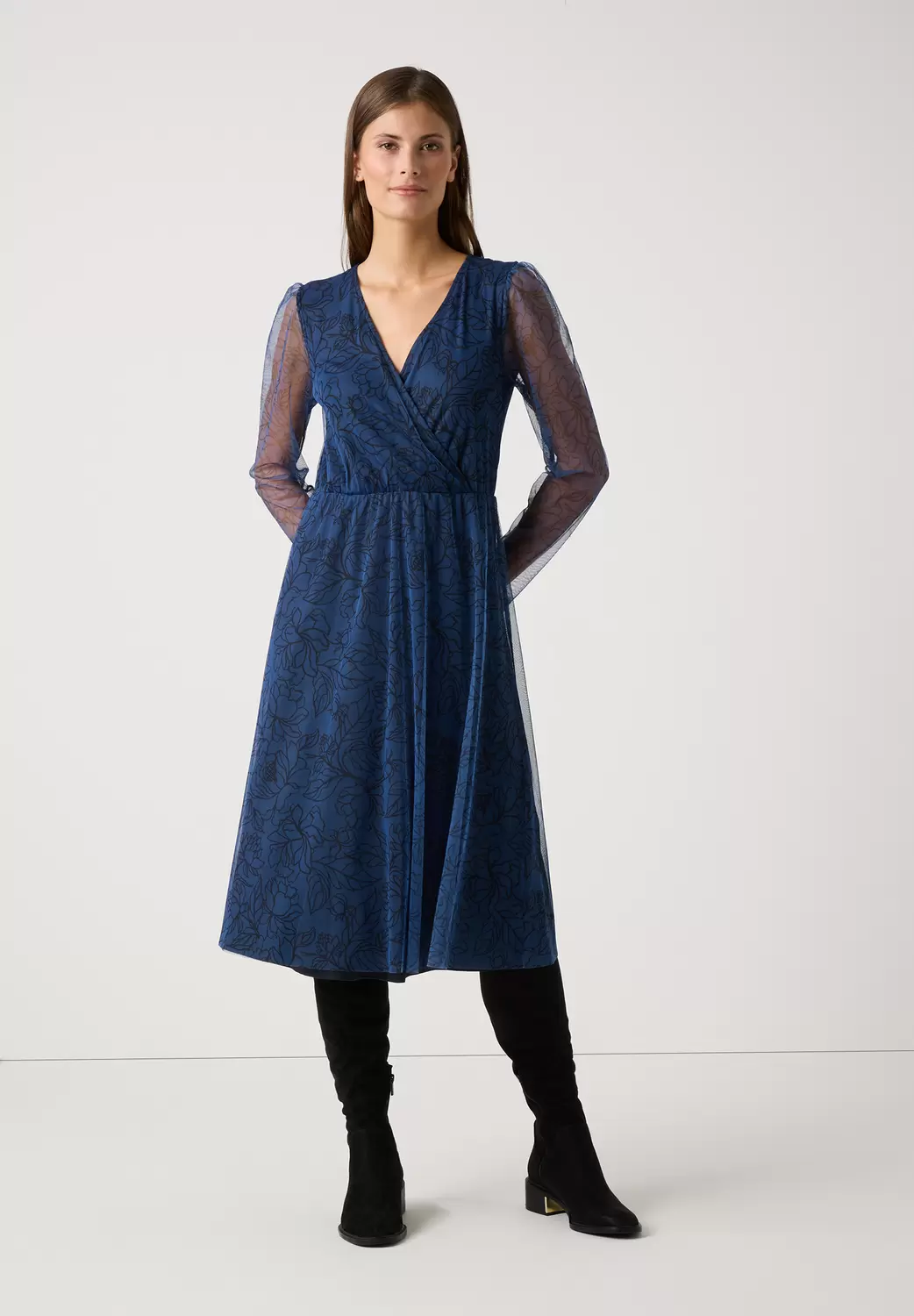 Printed Mesh Dress female