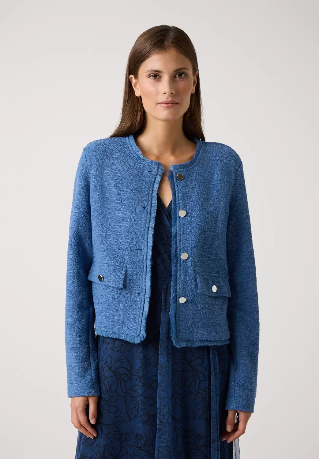 Jerseyjacke mit Fransenkante