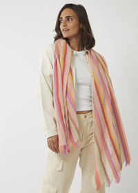 WOVEN SCARF SMOOTH COTTON/WOOL STRI