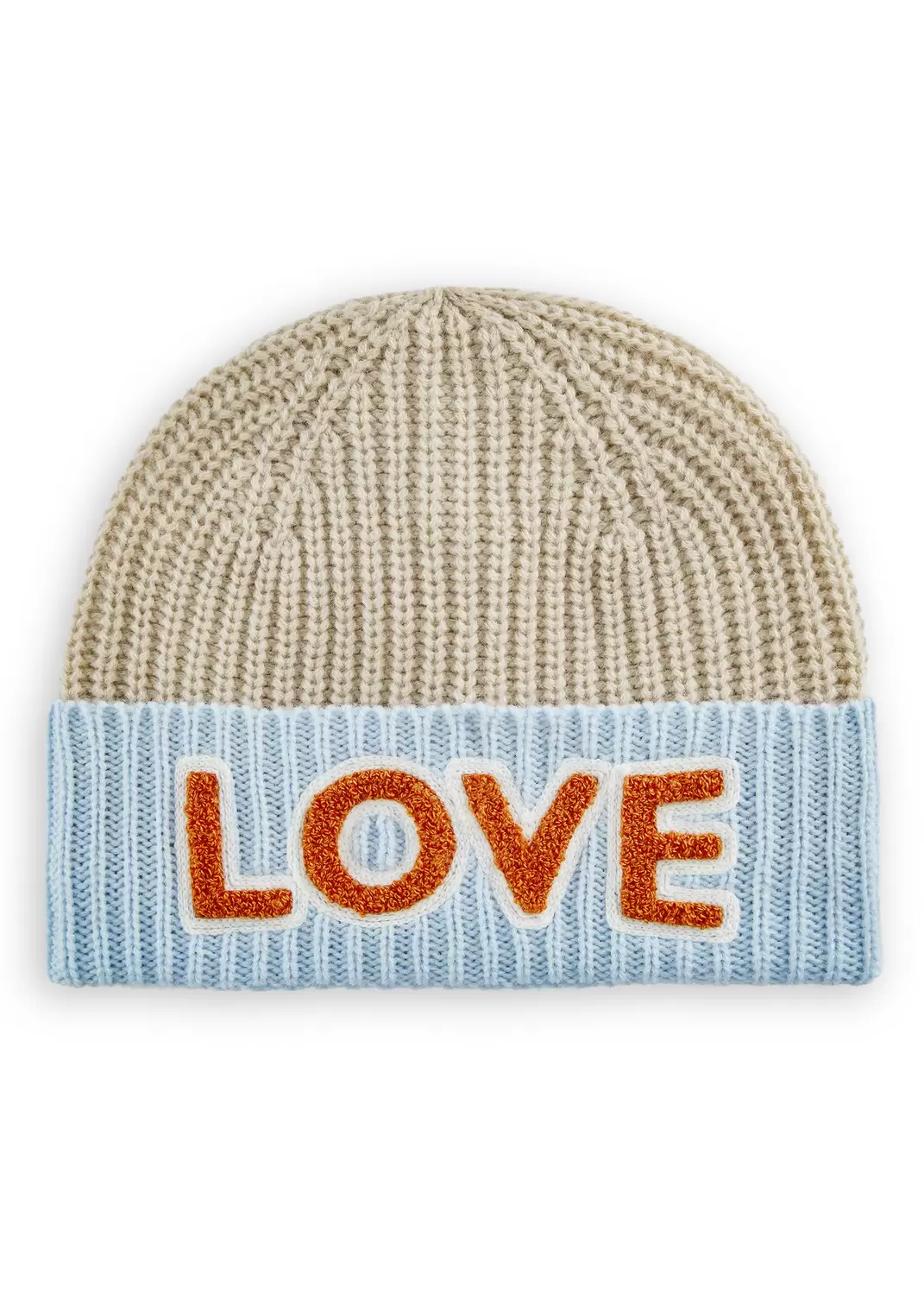 Gestrickte Mütze aus weicher Wollmischung mit „LOVE“-Stickerei