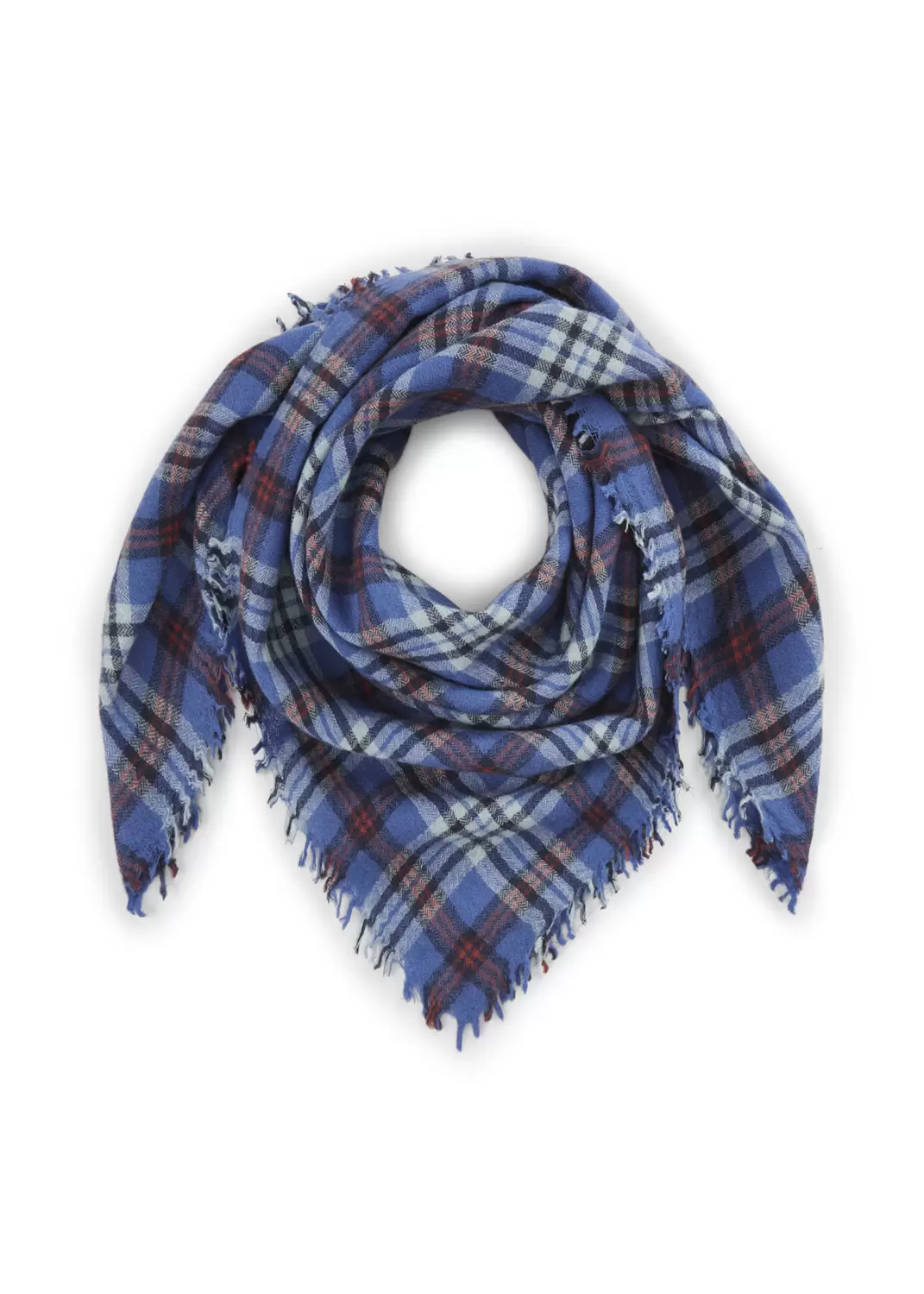 WOVEN SQUARE WOOL CHECKS blau-70X70