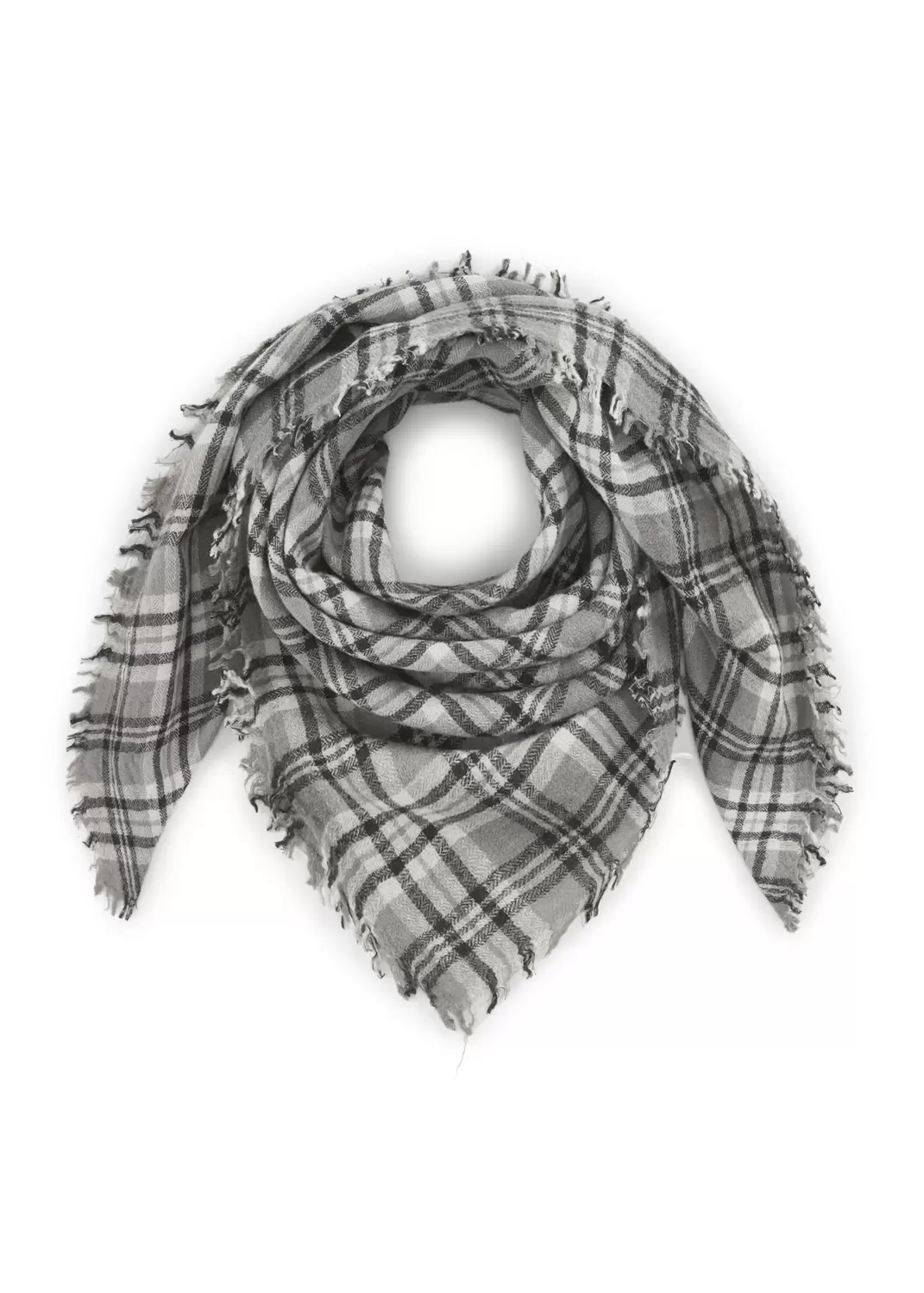 WOVEN SQUARE WOOL CHECKS grau-70X70