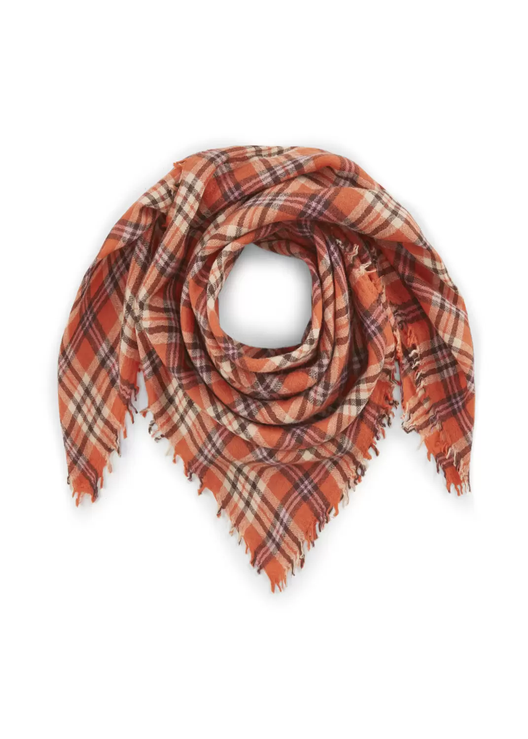 WOVEN SQUARE WOOL CHECKS orange-70X