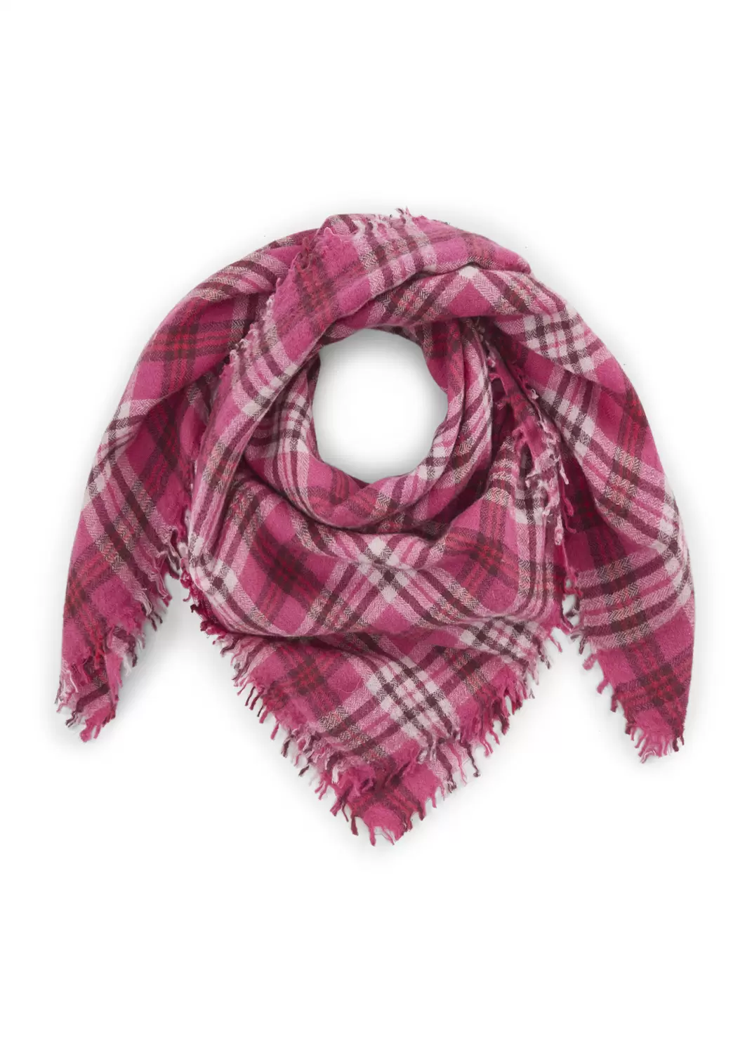 WOVEN SQUARE WOOL CHECKS pink-70X70