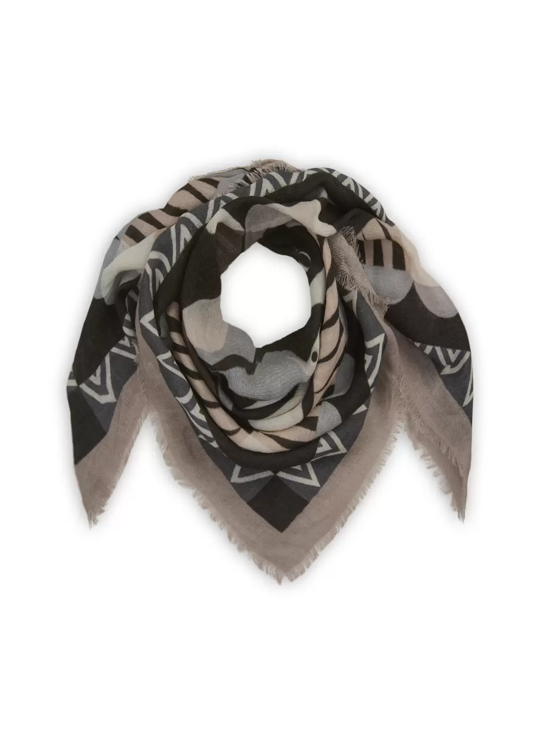 PRINTED SQUARE WOOL/MODAL GRAPHIC M